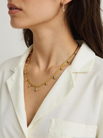 Golden Onyx Necklace With Stones