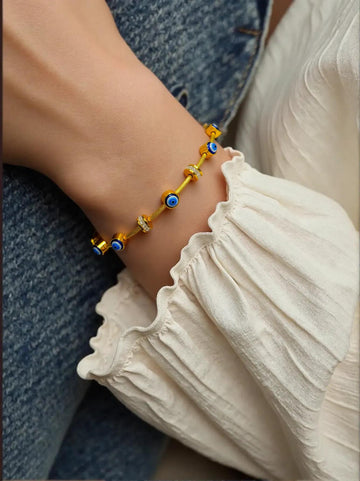 Stone studded Evil - Eye Bracelet with (Magnetic Lock )