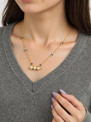 Midnight Tri Stones Gold Elegance Manglasutra