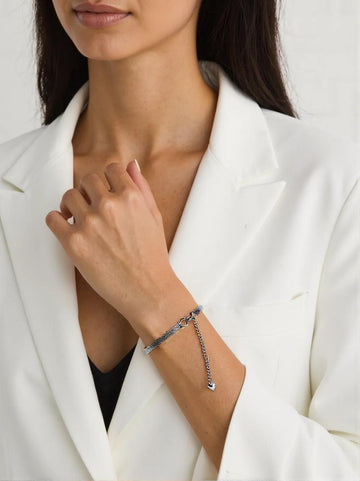 Minimalist Silver Heart Charm Bracelet
