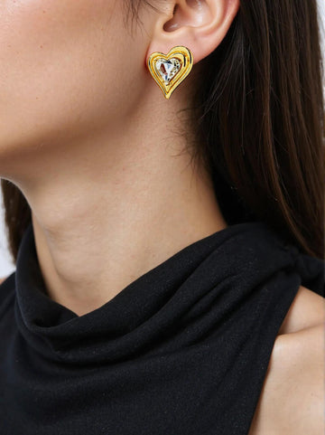 Golden Heart Gemstone Earrings