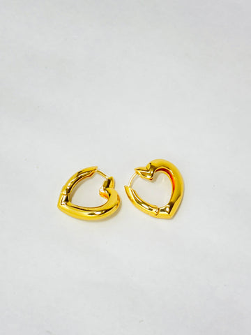 Golden Heart Hoop Earrings