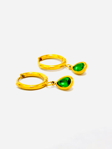 Golden Emerald Drop Earrings