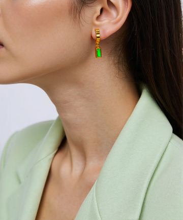 Emerald Lustre Hoop Earrings