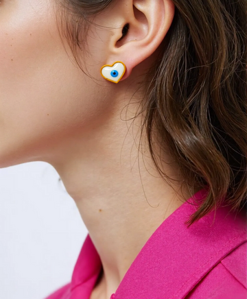 Eye of Elegance" Heart-Shaped Earrings