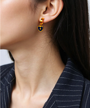 Golden Heart Charm Earrings