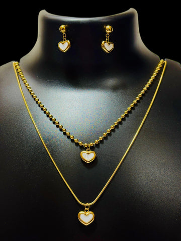Golden Double - Heart Charm Necklace