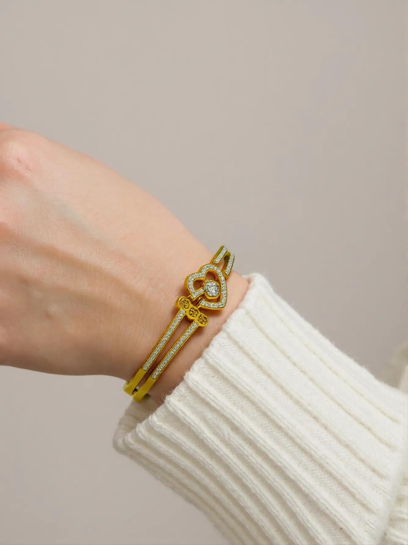 Golden Crystal Heart Bracelet