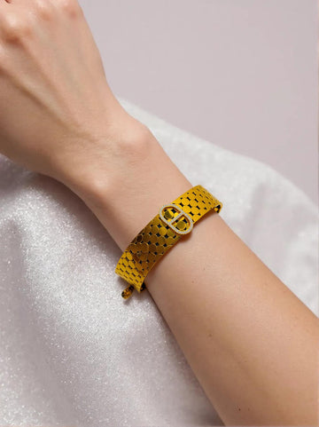 Golden Hex Elegance Cuff Bracelet