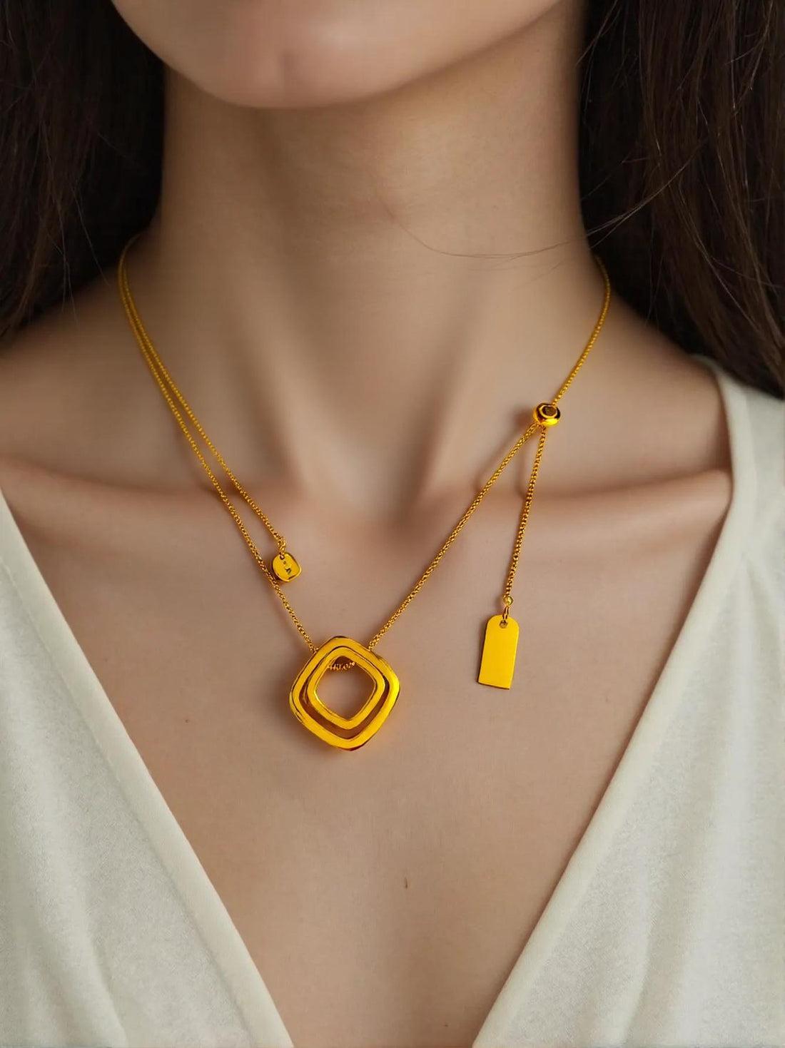 Golden Quad Charm Duo Necklace