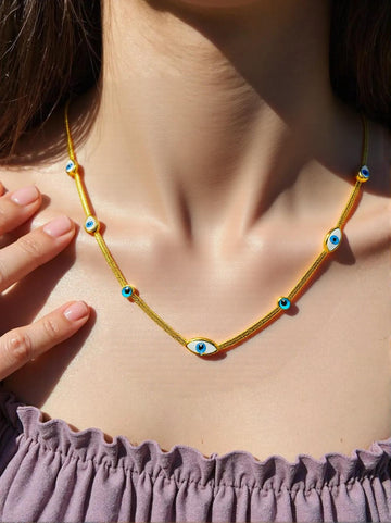 Golden Evil Eye Charm Necklace