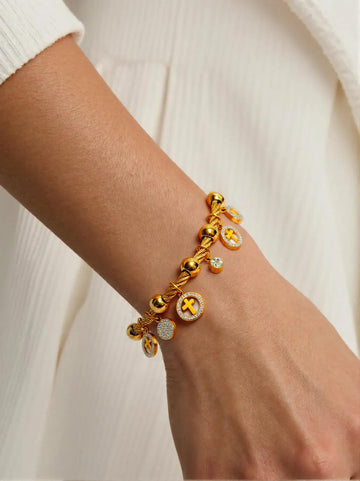 Heavenly Grace Gold Charm Bracelet With Magnetic Lock