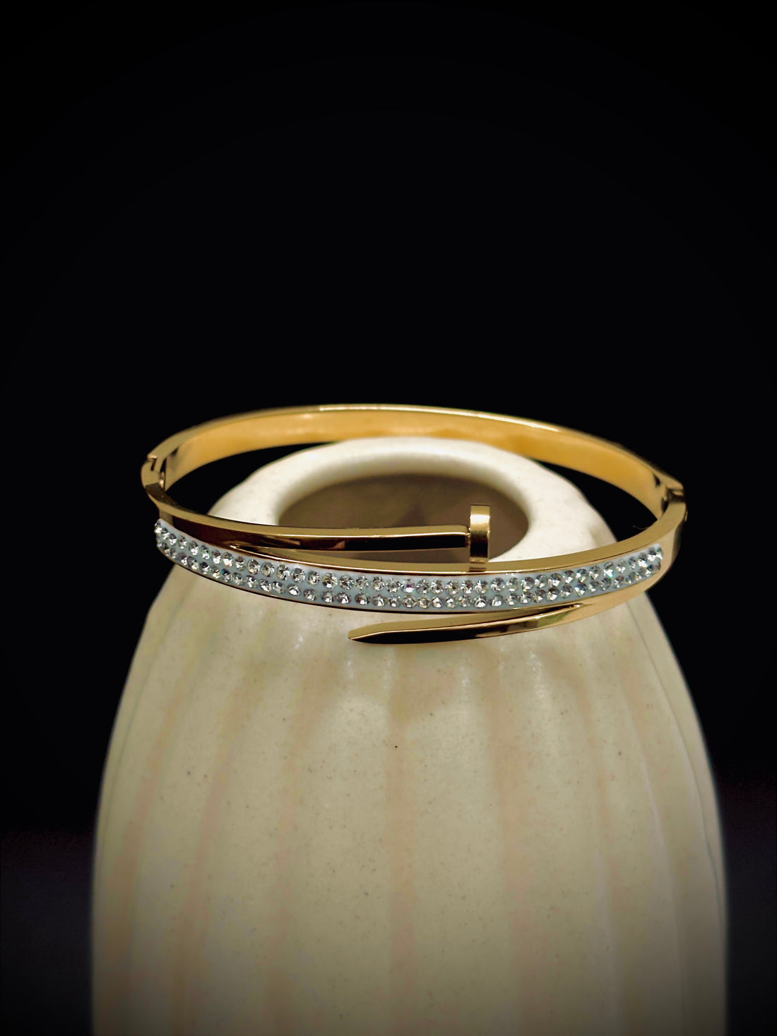 Stone Studded Nail Bracelet 18K Gold Coated
