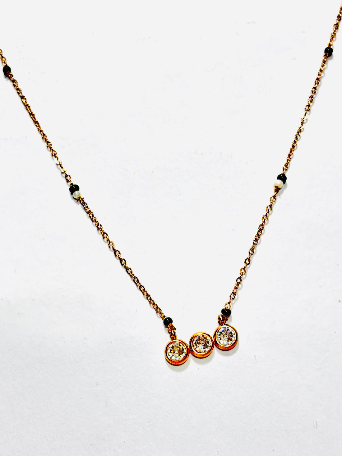 Midnight Tri Stones Gold Elegance Manglasutra