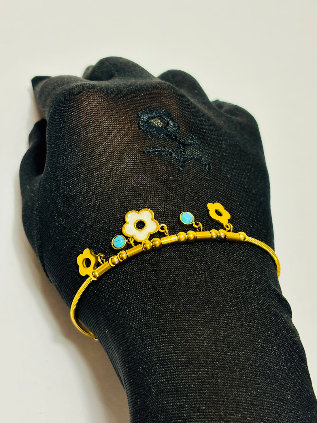 Gold Blossom Turquoise Bracelet