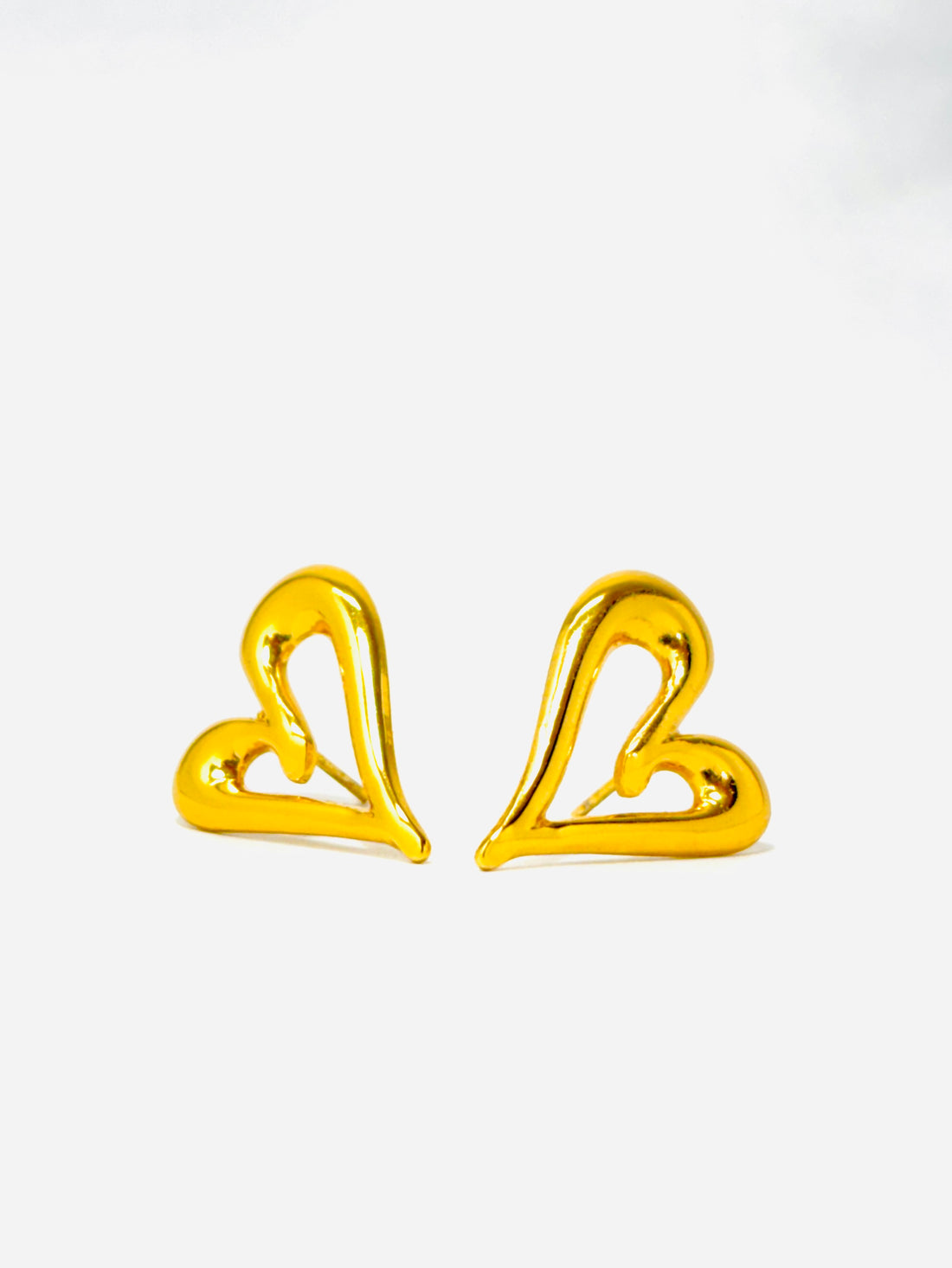 Golden Hollow Heart Earrings