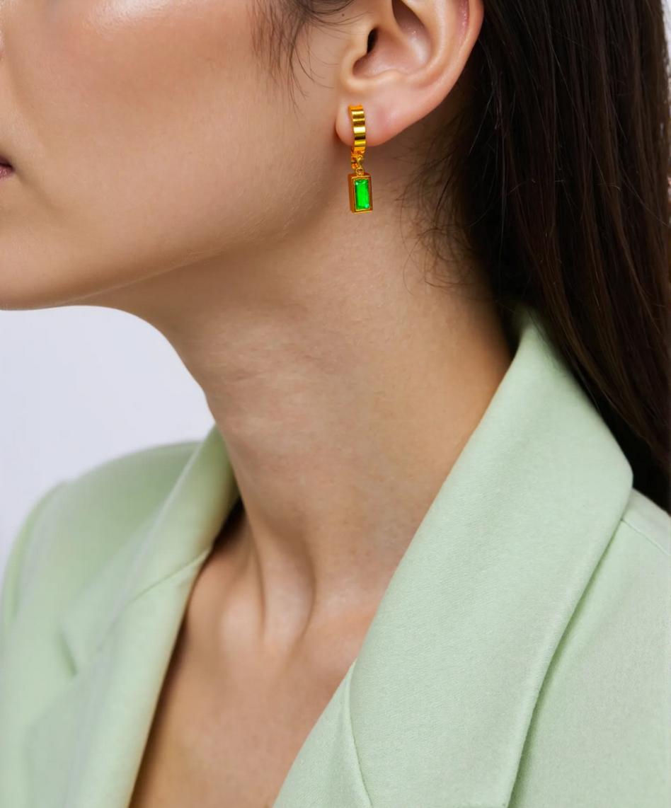 Emerald Lustre Hoop Earrings