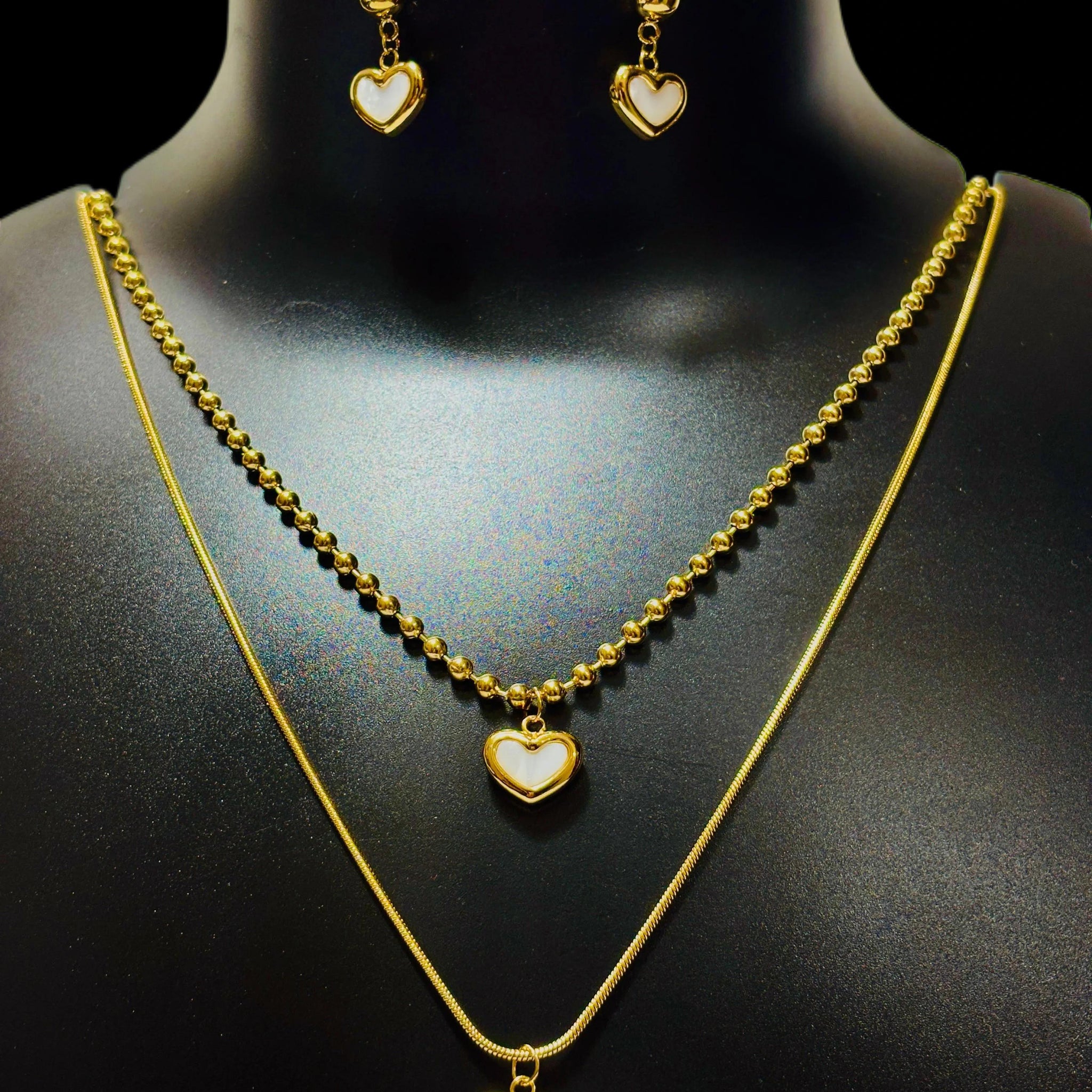 Golden Double - Heart  Charm Necklace